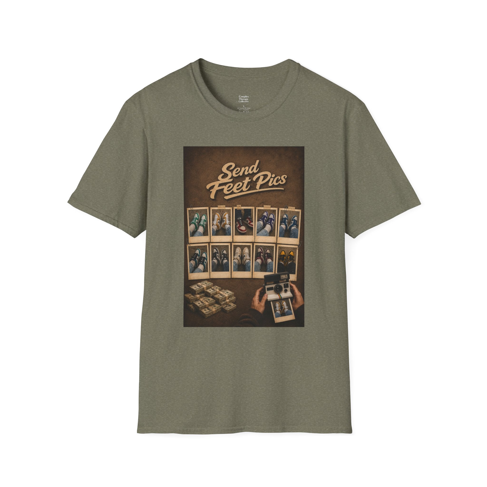 Send Feet Pics T-Shirt | Polaroid Photo Wall Graphic Tee