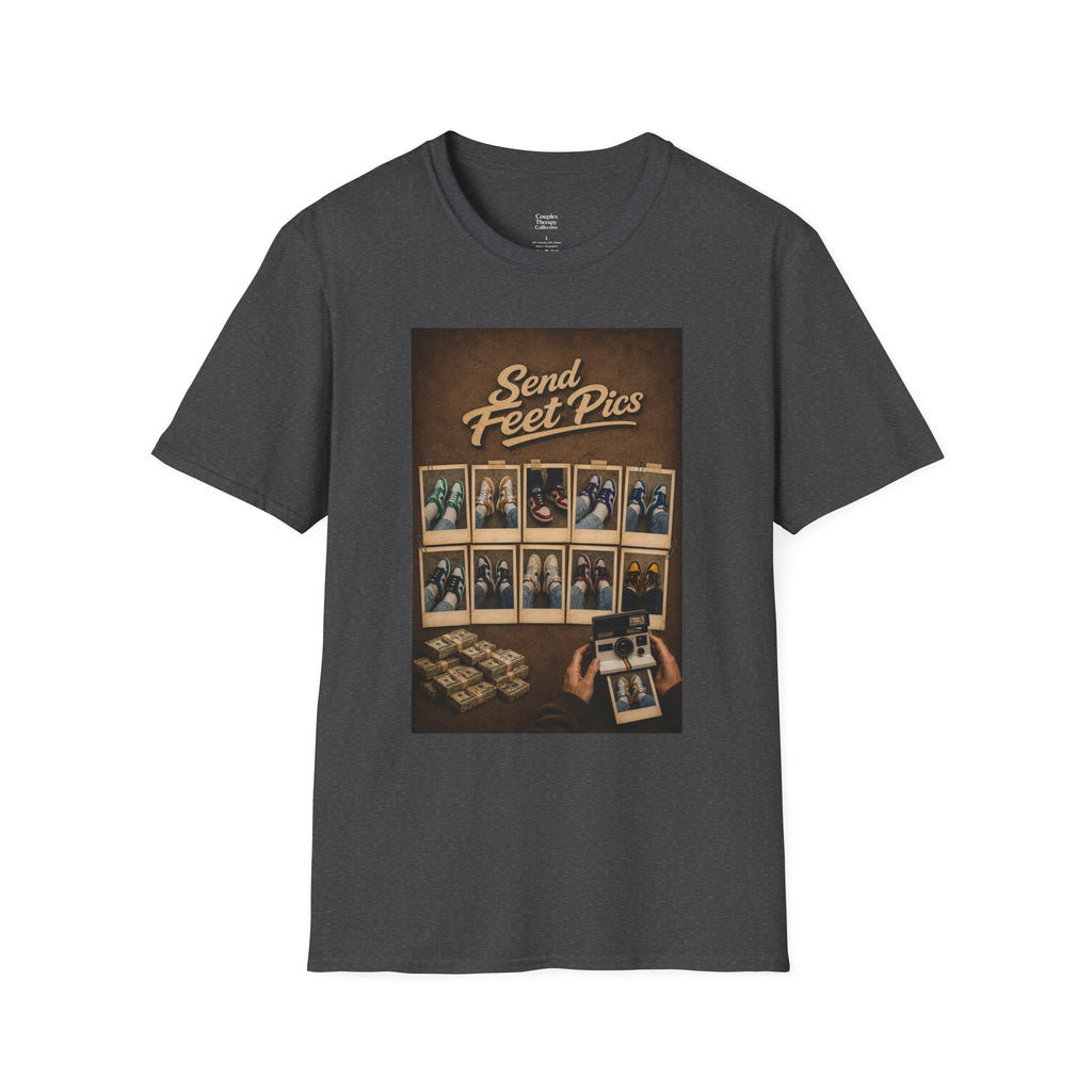 Send Feet Pics T-Shirt | Polaroid Photo Wall Graphic Tee
