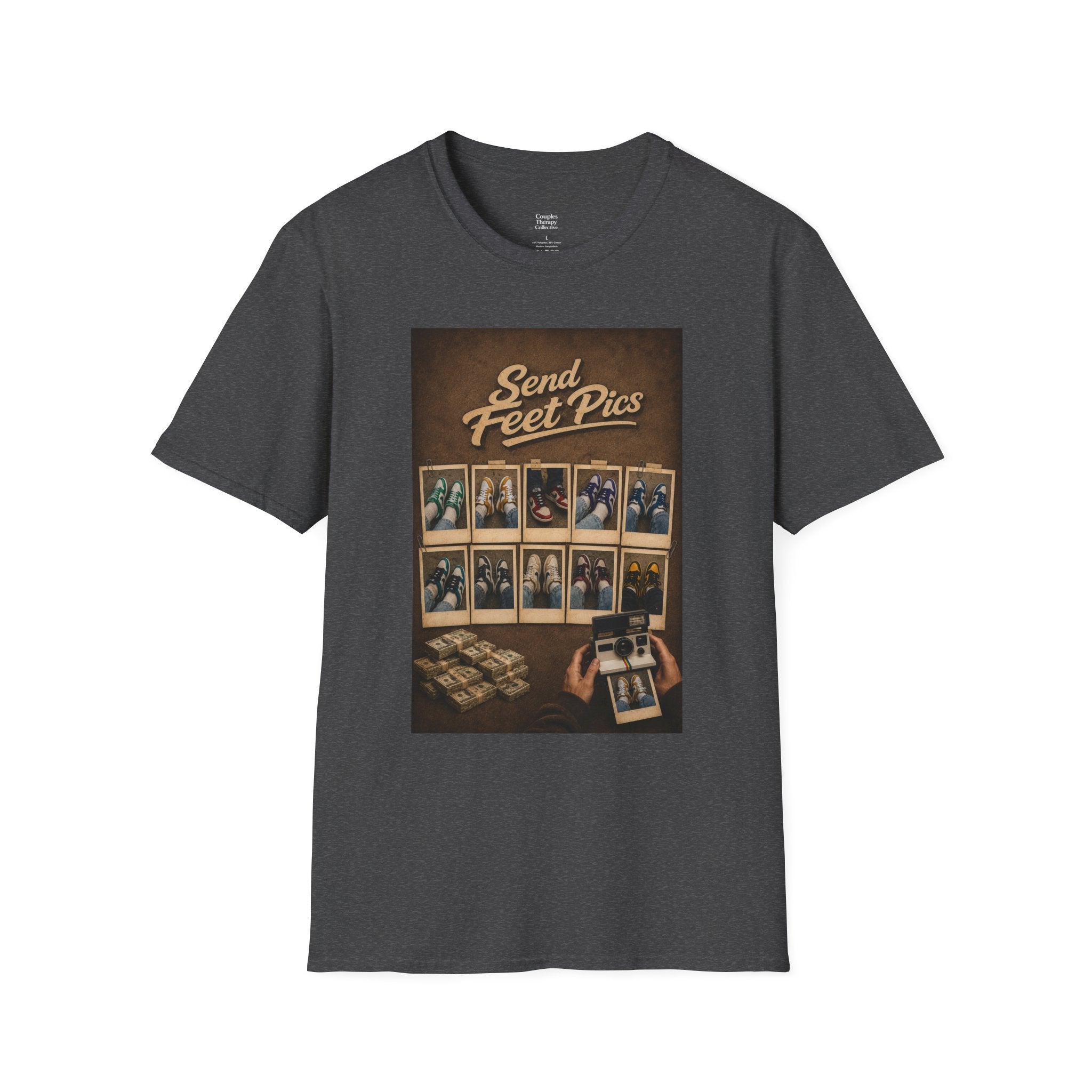 Send Feet Pics T-Shirt | Polaroid Photo Wall Graphic Tee