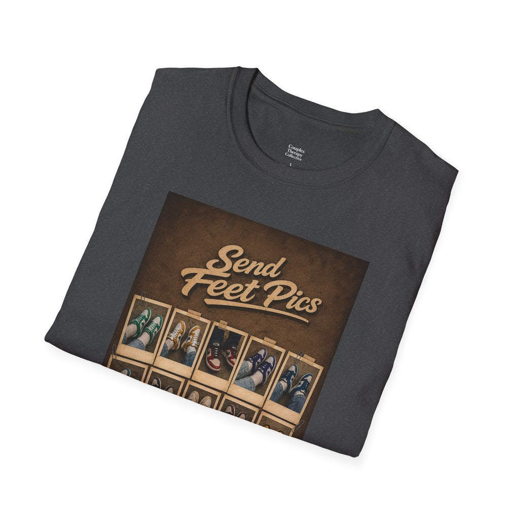 Send Feet Pics T-Shirt | Polaroid Photo Wall Graphic Tee