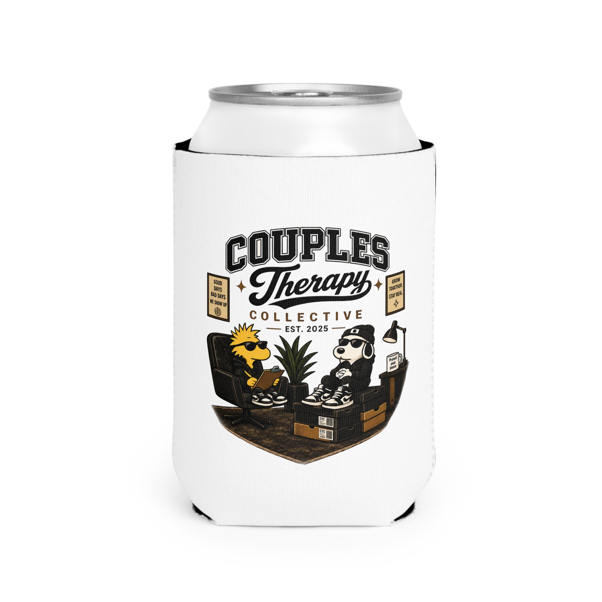 Can Cooler Sleeve — "Couples Therapy Collective" Retro Couples Koozie