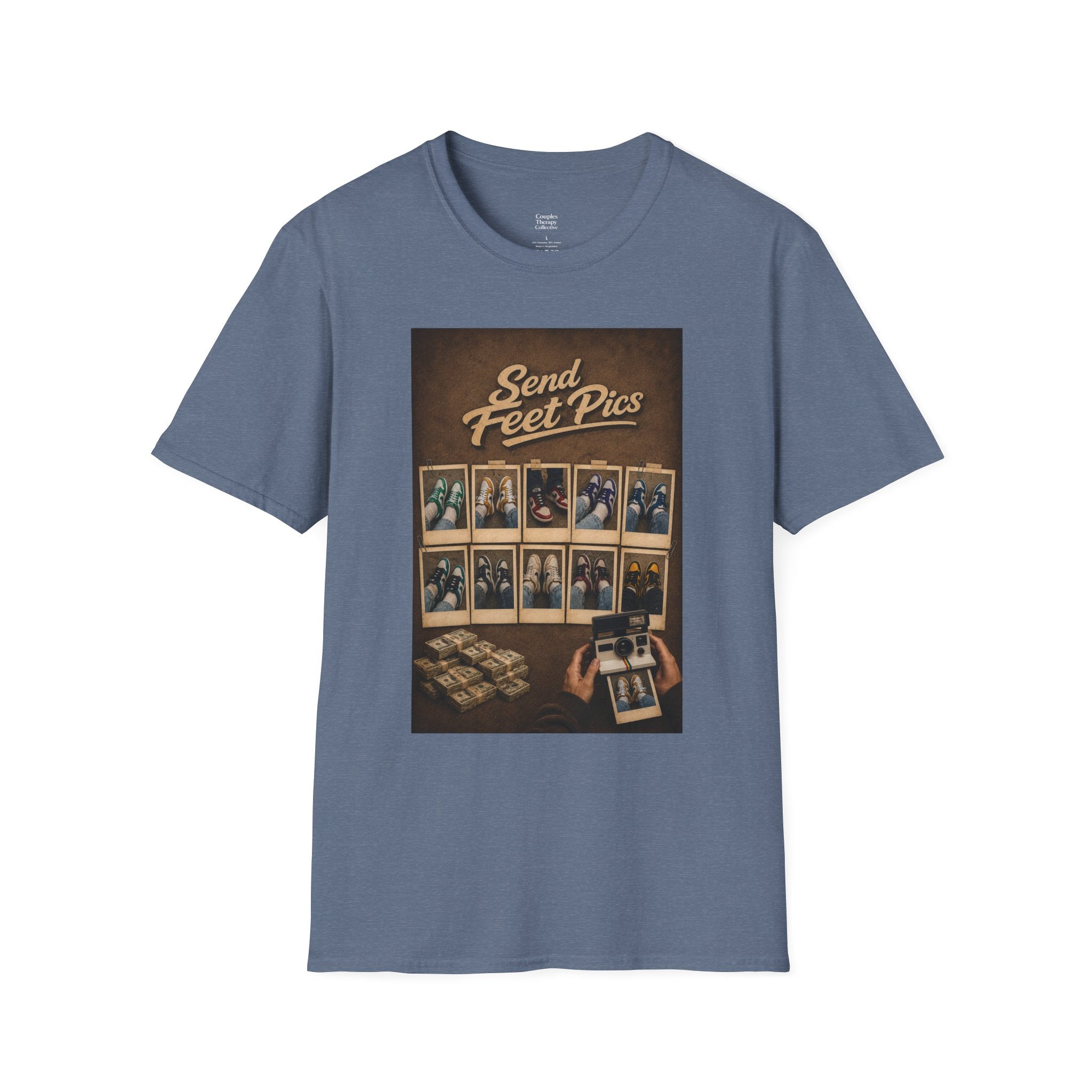 Send Feet Pics T-Shirt | Polaroid Photo Wall Graphic Tee
