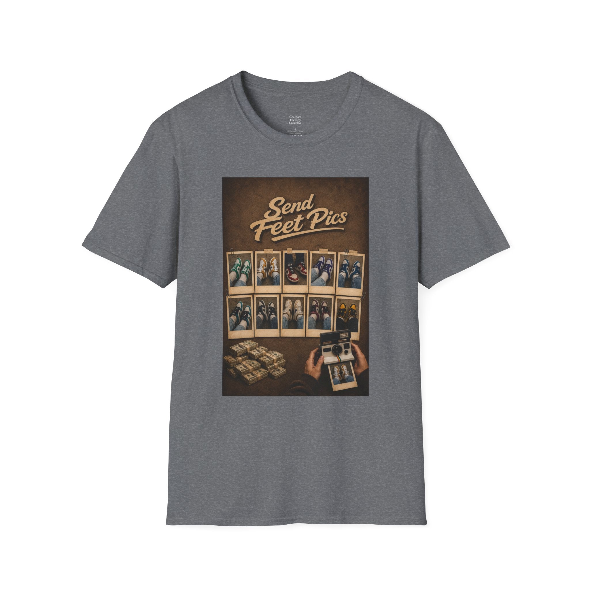 Send Feet Pics T-Shirt | Polaroid Photo Wall Graphic Tee