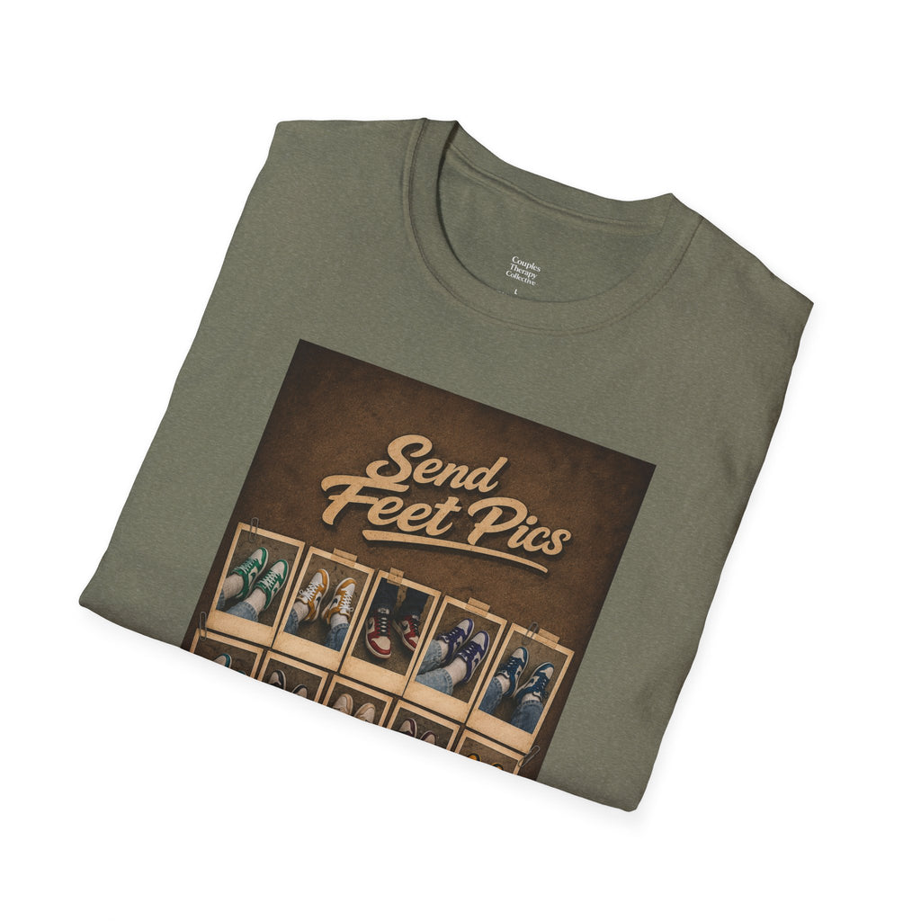 Send Feet Pics T-Shirt | Polaroid Photo Wall Graphic Tee